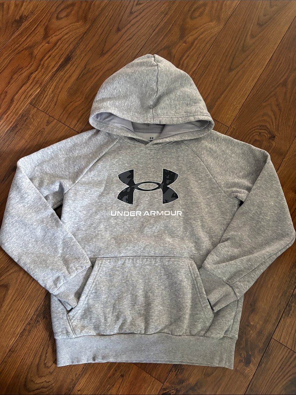 Boys Under Armour Light Gray Hoodie with Logo